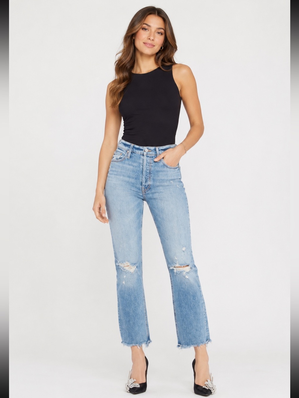 MOTHER Blue Distressed Flare Jeans Amazing style-everyday wear. dress up or down